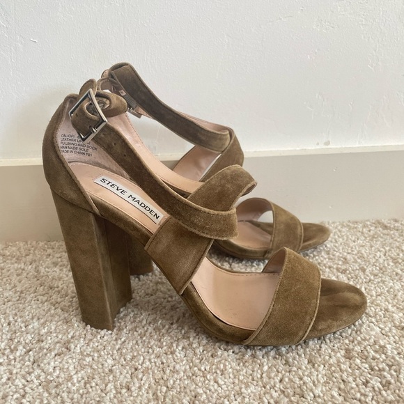Steve Madden olive green cross ankle pumps 4 inch heel size 8 excellent conditio - Picture 2 of 9
